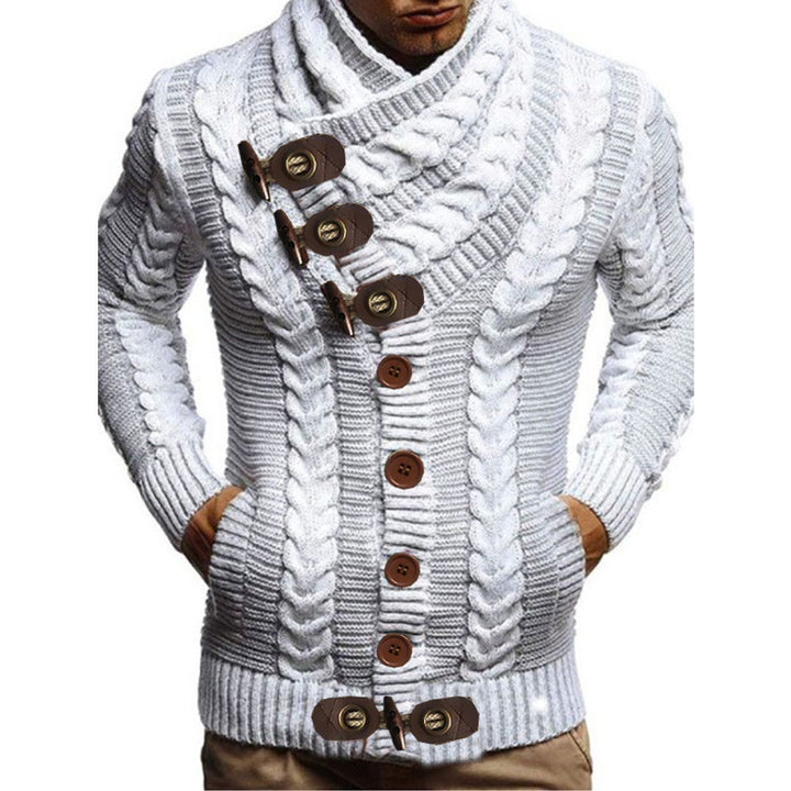 Herren Strickjacke mit großem Kragen und Zopfmuster Drune