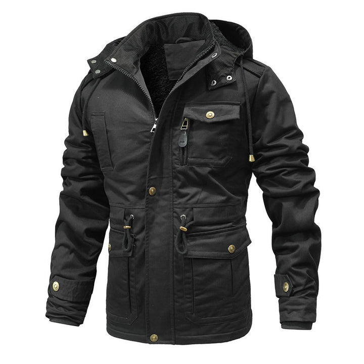 Herren Utility-Canvas-Parka mit Taillenzug, Cordkragen und Zip-Brusttasche Drune
