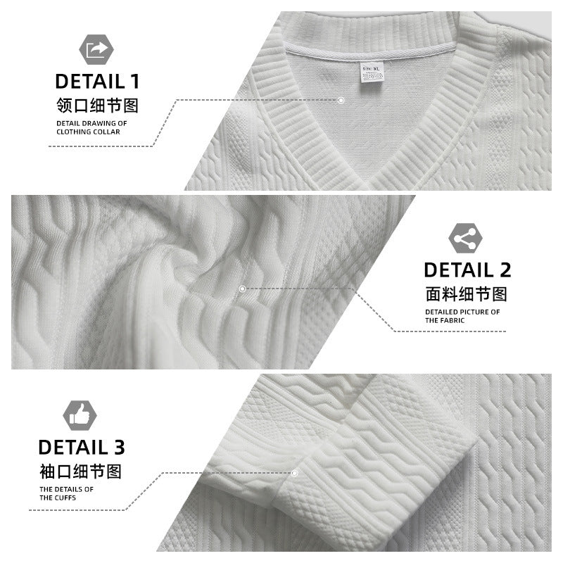 Herren nan Oversize Zopfmuster-Longpullover mit tiefem V-Ausschnitt und passender Strickhose Drune