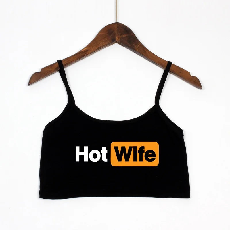 Damen Crop-Top mit modernen Schriftzügen und verstellbaren Trägern Drune