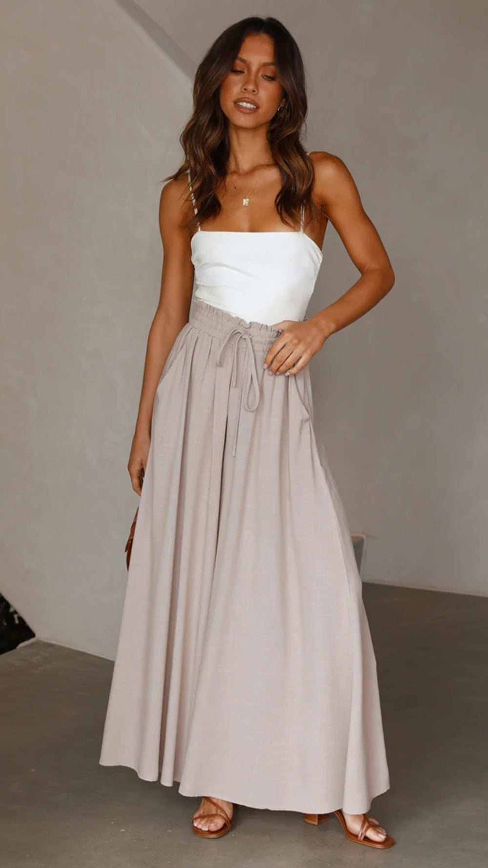 Maxi-Rock im Boho-Stil für Damen mit Kordelzugbund Drune