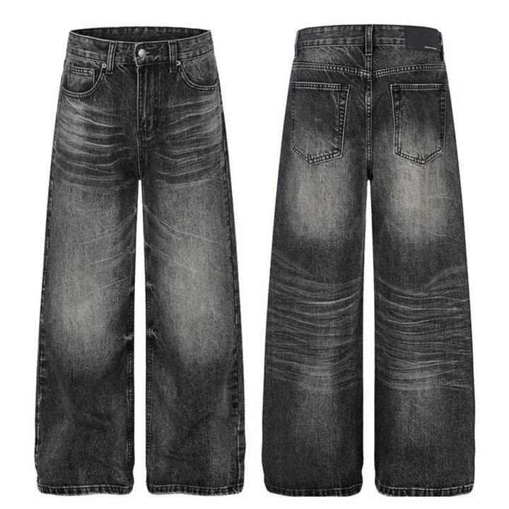 Damen Hochgeschnittene weite Palazzo-Jeans mit Used-Effekt Drune