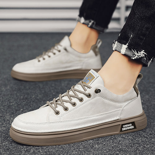 Herren Lederoptik-City-Sneaker mit gepolstertem Fersenkragen und langlebiger Plateau-Gummisohle Drune