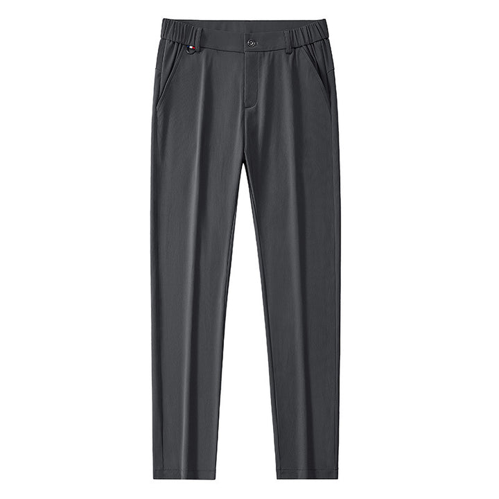 Herren leichte Reisehose mit elastischem Bund, geradem Bein, Reißverschluss-Details und seitlichen Eingrifftaschen Drune