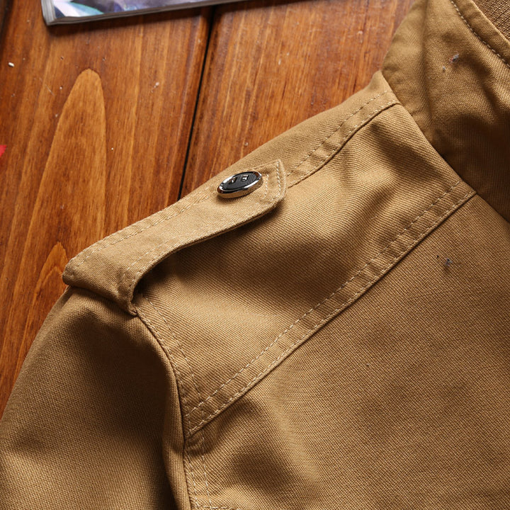 Herren nan leichtgewichtige Canvas-Utility-Jacke mit gesteppter Innenfütterung, verdecktem Zweiwege-Reißverschluss und elastischen Bündchen Drune