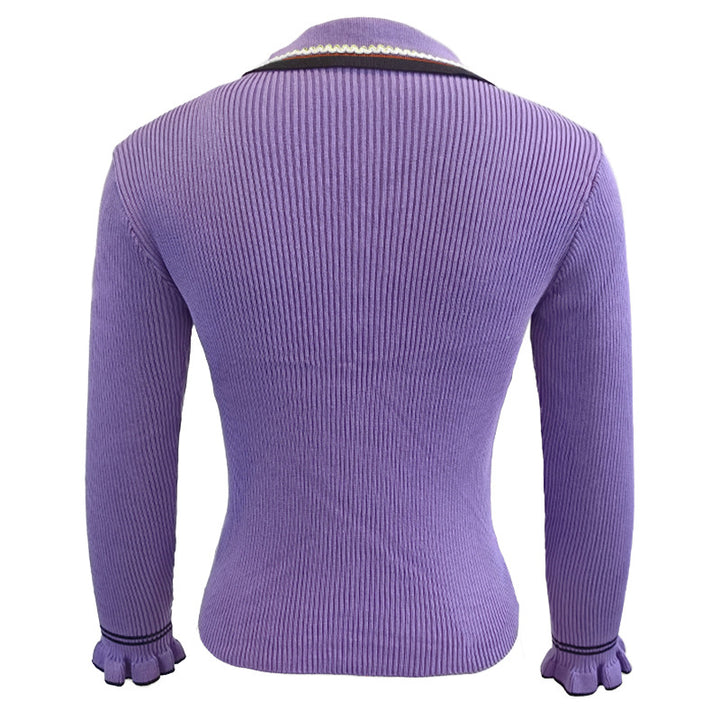 Damen Elegantes Strickoberteil mit modischem Kragen Drune