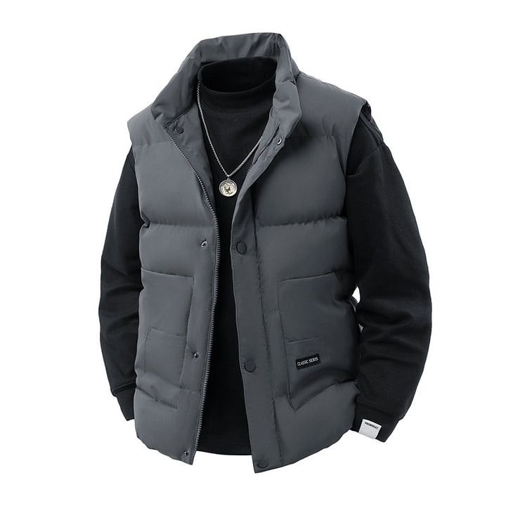 Herren Thermo‑Steppweste mit hoher Kragenblende, Druckknopf‑Front & aufgesetzten Utility‑Taschen Drune