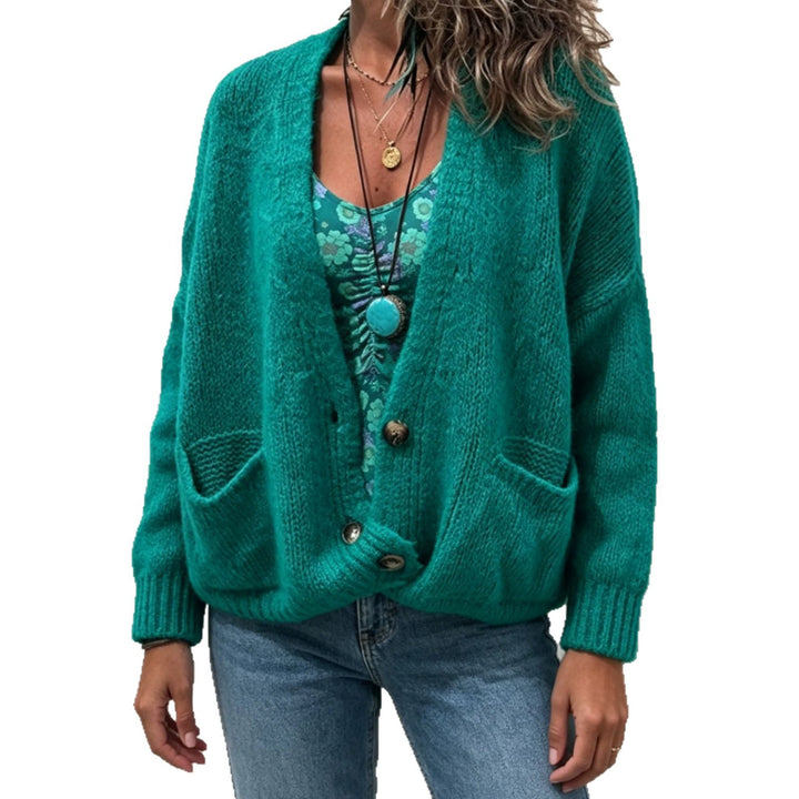 Damen Grobgestrickter Oversize-Cardigan mit Knopfleiste und Eingrifftaschen Drune