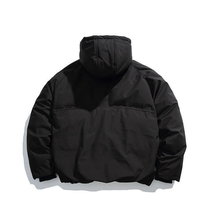 Unisex Wattierte Oversize Steppjacke mit asymmetrischem Reißverschluss Drune
