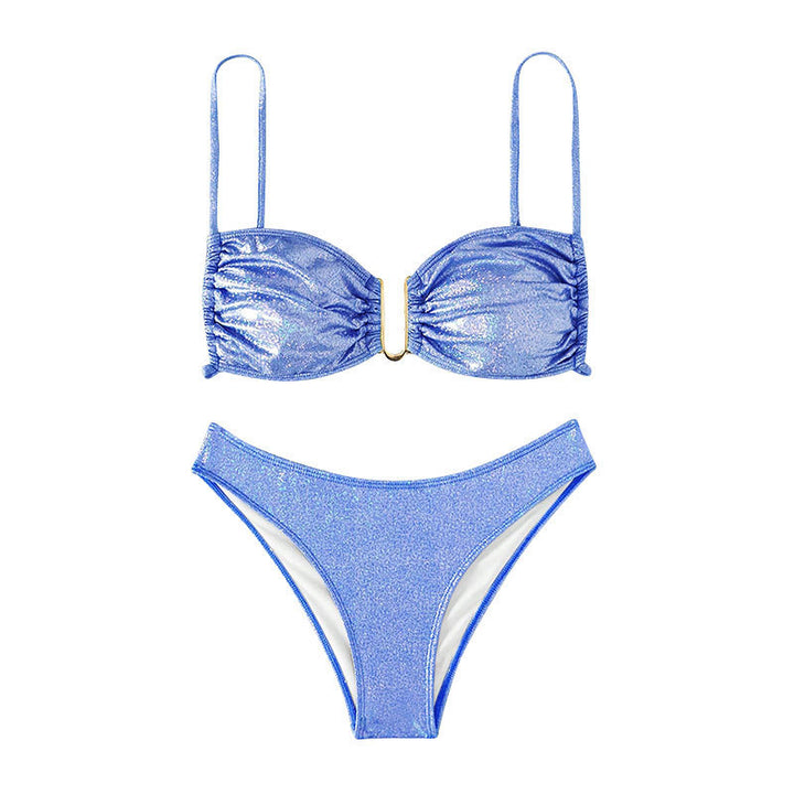 Damen Glitzernder Bikini mit Raffungen Drune