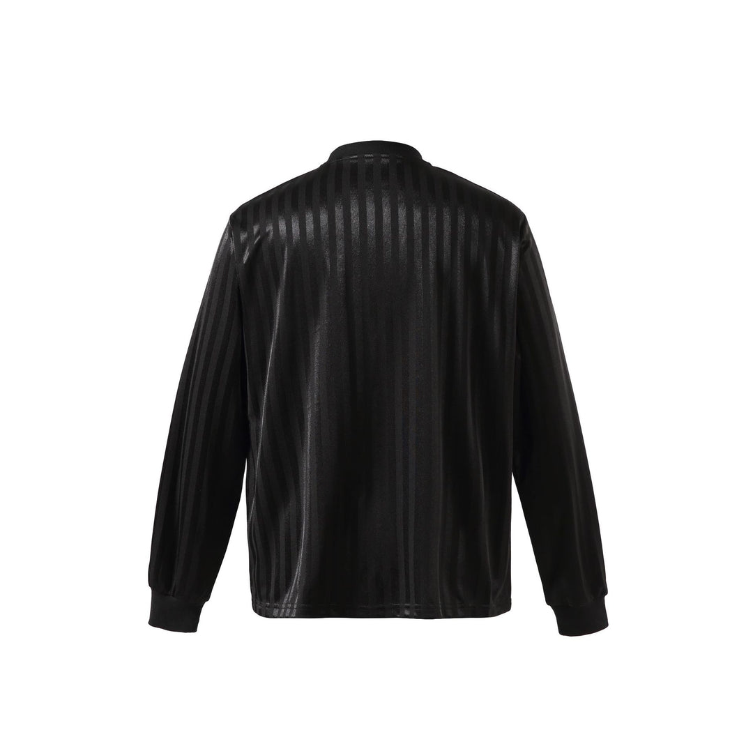 Unisex Langarm-Sporttrikot im Retro‑Fußballstil mit Stehkragen und gestreifter Jacquardstruktur Drune