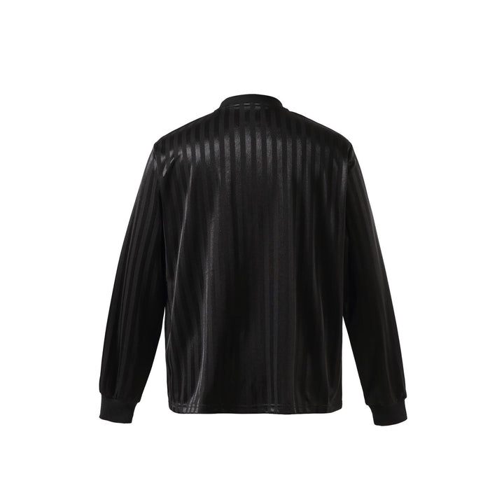 Unisex Langarm-Sporttrikot im Retro‑Fußballstil mit Stehkragen und gestreifter Jacquardstruktur Drune