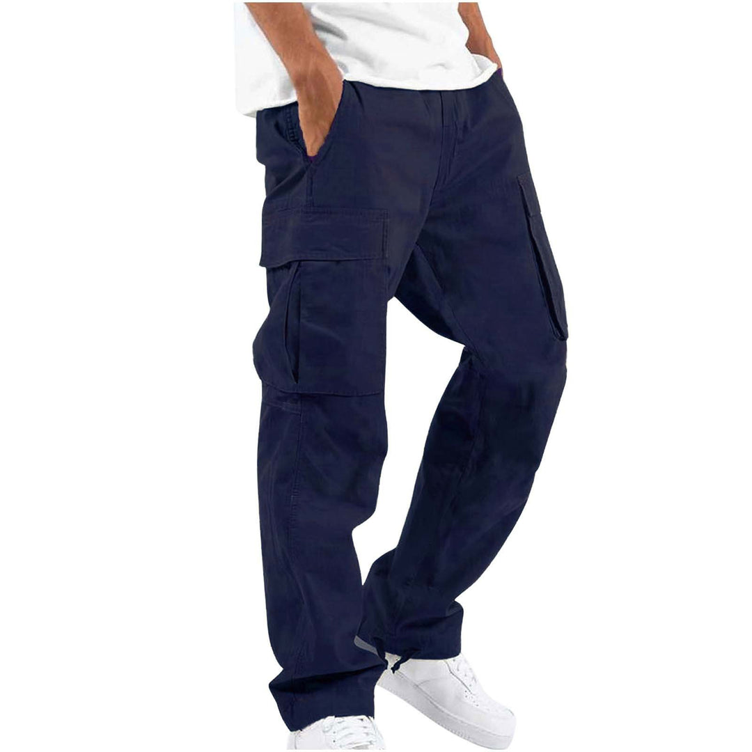 Herren nan lockere Cargo-Hose mit großzügigen Klappentaschen, elastischem Bund und Kordelzug Drune