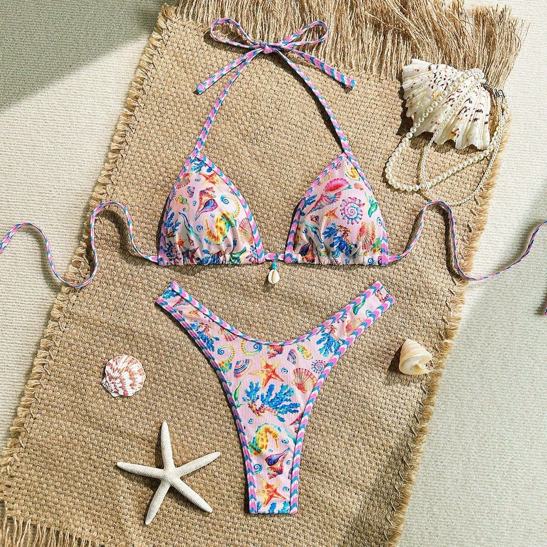 Damen Triangel-Bikini mit maritimem Muster und stylischen Details Drune