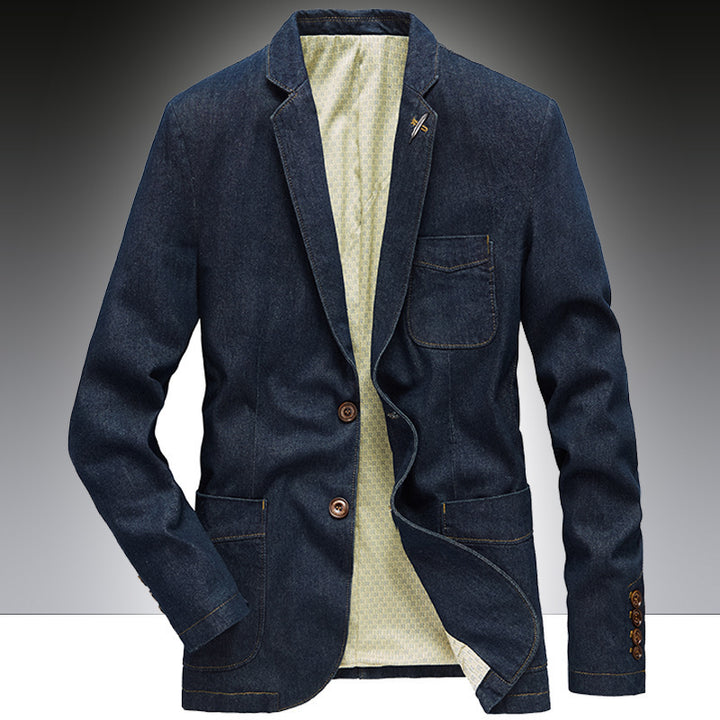 Herren Denim-Sakko im unstrukturierten Worker-Stil mit aufgesetzten Taschen Drune
