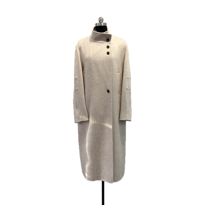 Damen maßgeschneiderter Longline-Wollmischmantel Drune