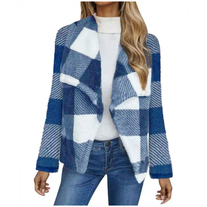 Damen Kuschelige Jacke im karierter Design Drune