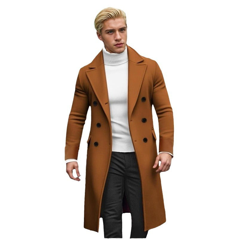 Herren eleganter doppelt-knopf Mantel mit hohem Kragen Drune