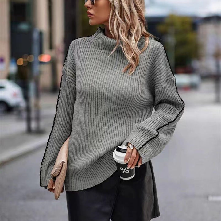 Damen Strickpullover mit elegantem Rollkragen und modischen Ärmelöffnungen Drune