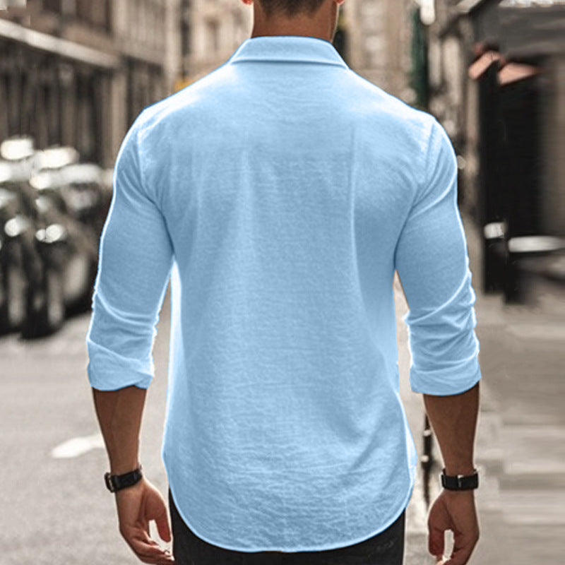 Herren elegantes Langarmhemd aus leichtem, atmungsaktivem Stoff Drune