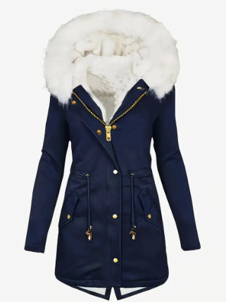Damen gefütterte Winterjacke mit abnehmbarer Kapuze Drune