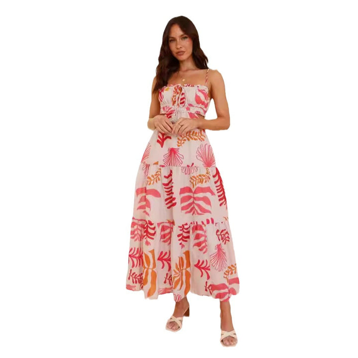 Damen Maxi-Hängemattenkleid mit Raffung und Spitzenakzenten Drune