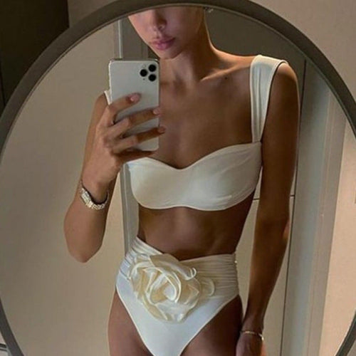 Damen Hochgeschnittener Bikini mit raffiniertem Rüschendetail Drune
