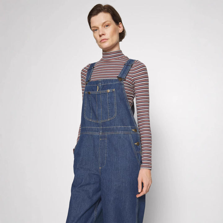 Damen Denim-Latzhose mit weitem Bein und verstellbaren Trägern Drune