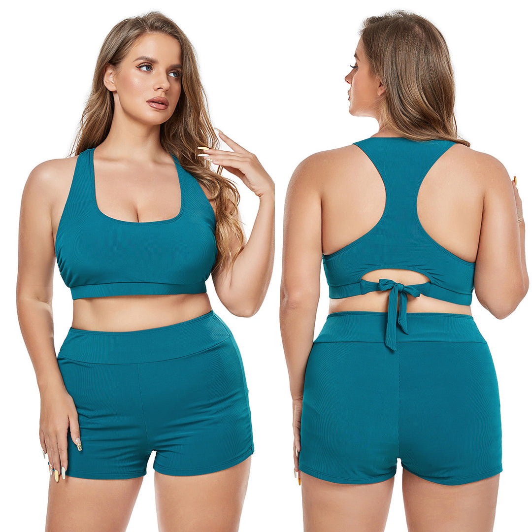 Damen Sportliches Bikini-Set mit hoch geschnittenem Höschen und rutschfestem Oberteil Drune