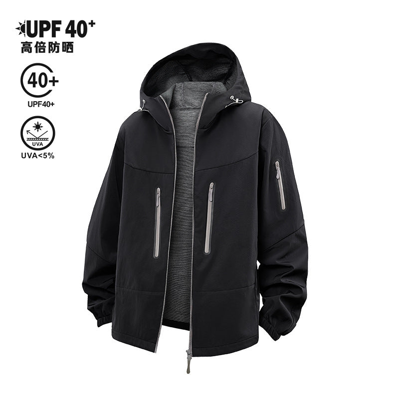 Herren Technische Softshell-Outdoorjacke mit Kapuze, versiegelten Reißverschlüssen und sportiver Regular-Fit Passform Drune