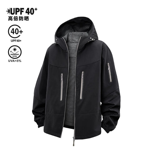 Herren Technische Softshell-Outdoorjacke mit Kapuze, versiegelten Reißverschlüssen und sportiver Regular-Fit Passform Drune