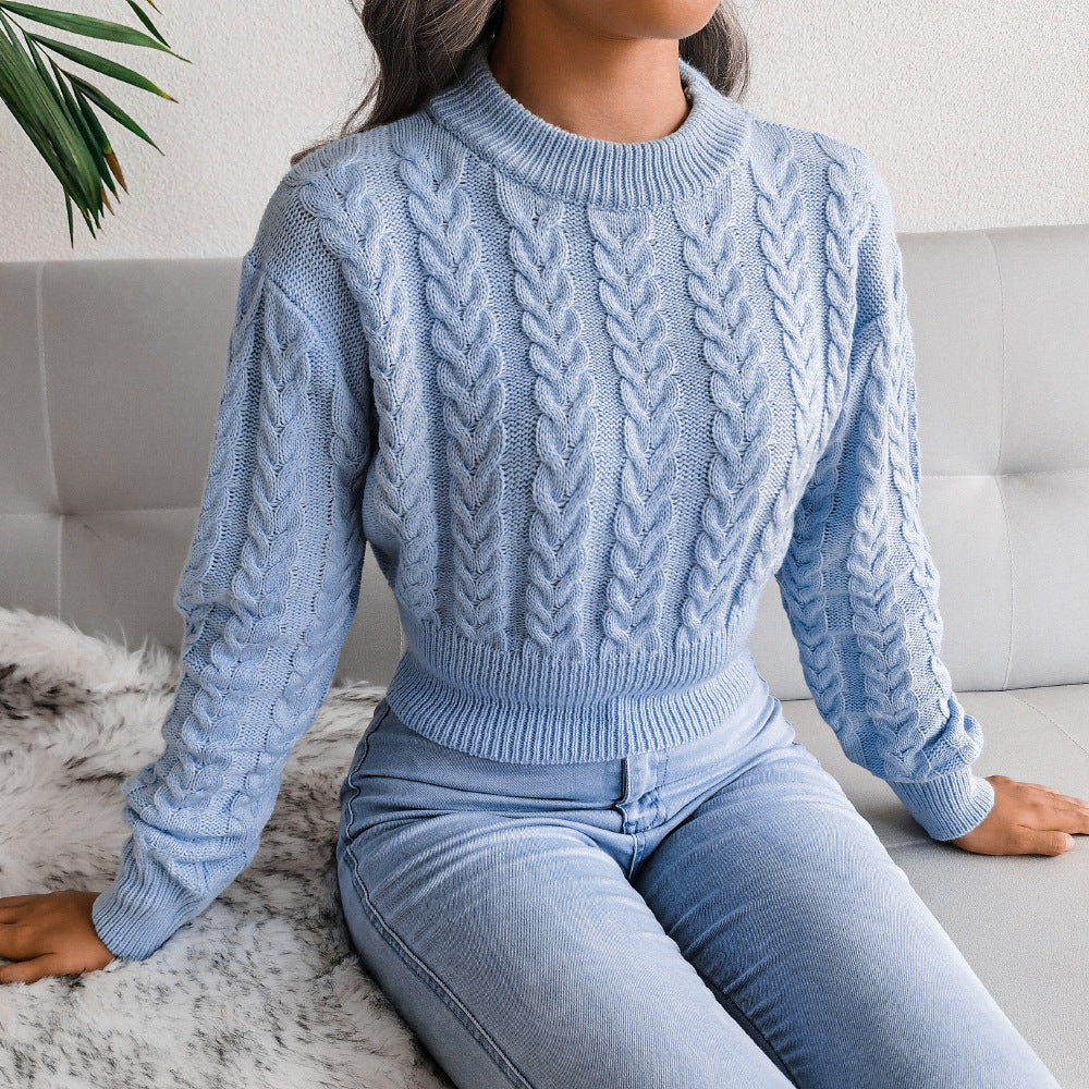 Damen Grobstrickpullover mit elegantem Zopfmuster und tailliertem Schnitt Drune