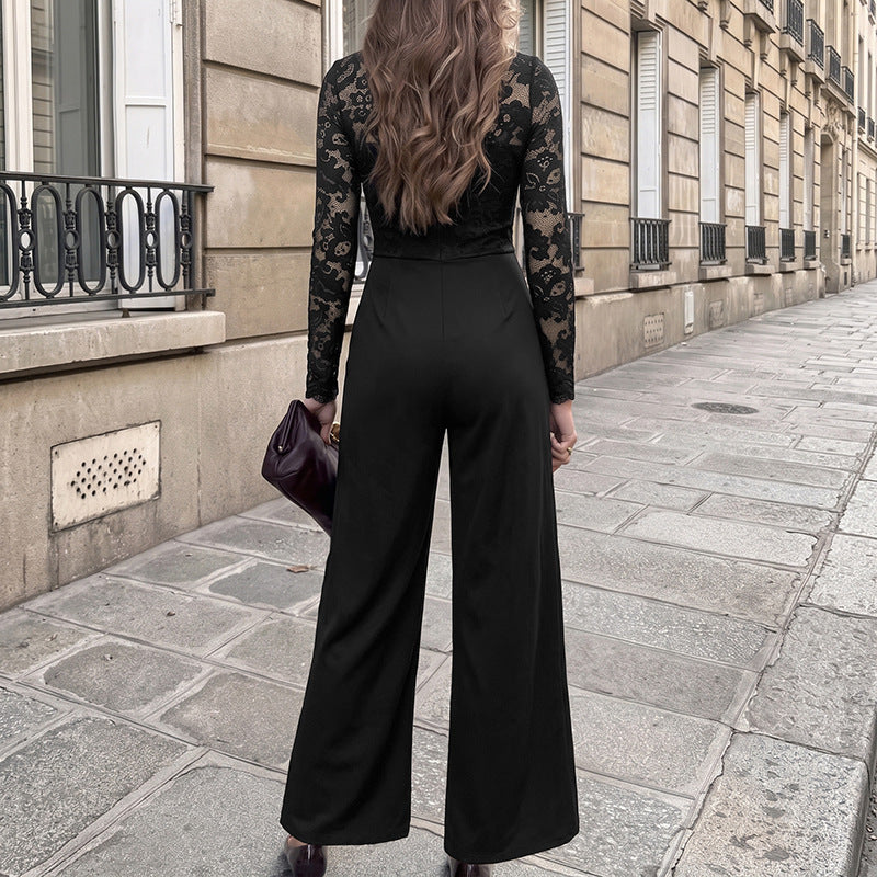 Damen Eleganter Jumpsuit mit Spitze Drune