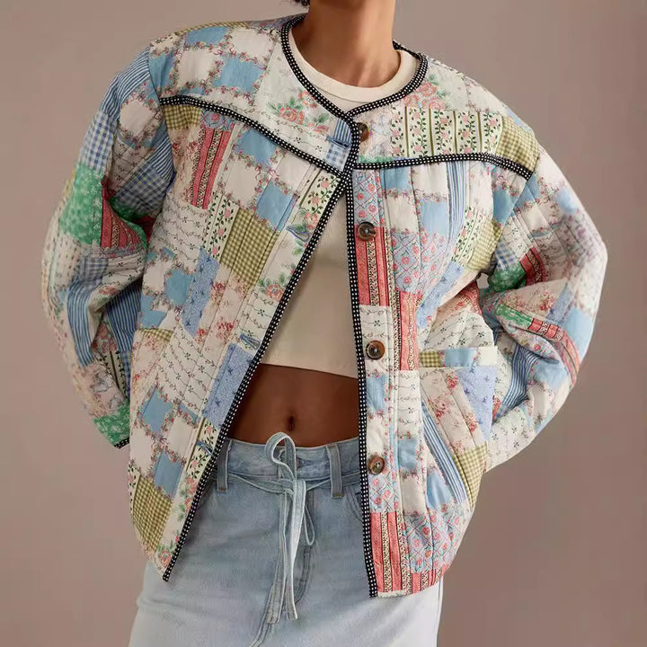 Damen Gestepptes Patchwork-Bomberjacke Drune