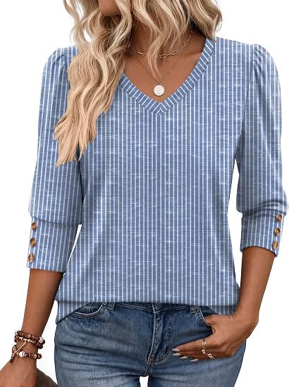 Damen Leopardenmuster V‑Neck Bluse mit 3/4-Ärmeln und geraffter Vorderpartie Drune