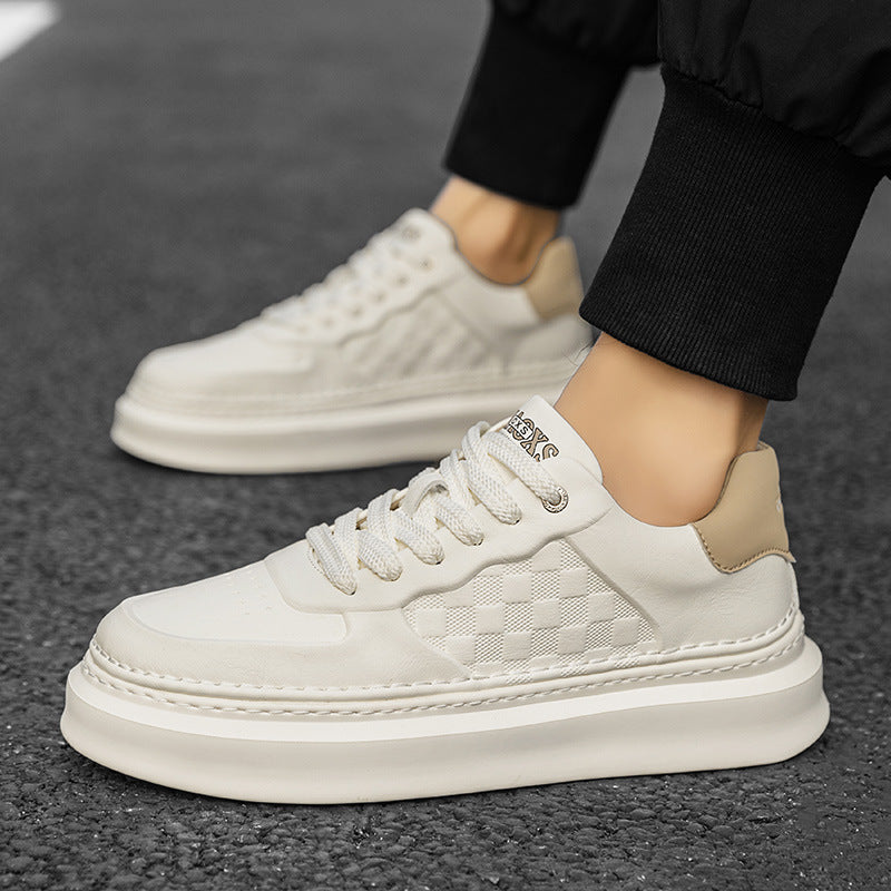 Unisex Voluminöse niedrige Sneaker mit geprägtem Schachbrettmuster und gepolstertem Fersenkragen Drune