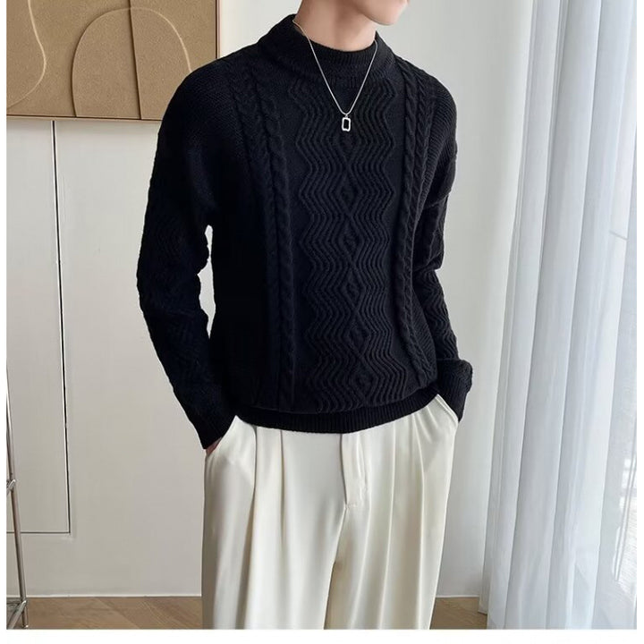 Herren Grobstrickpullover mit modernen Zopfmuster Drune