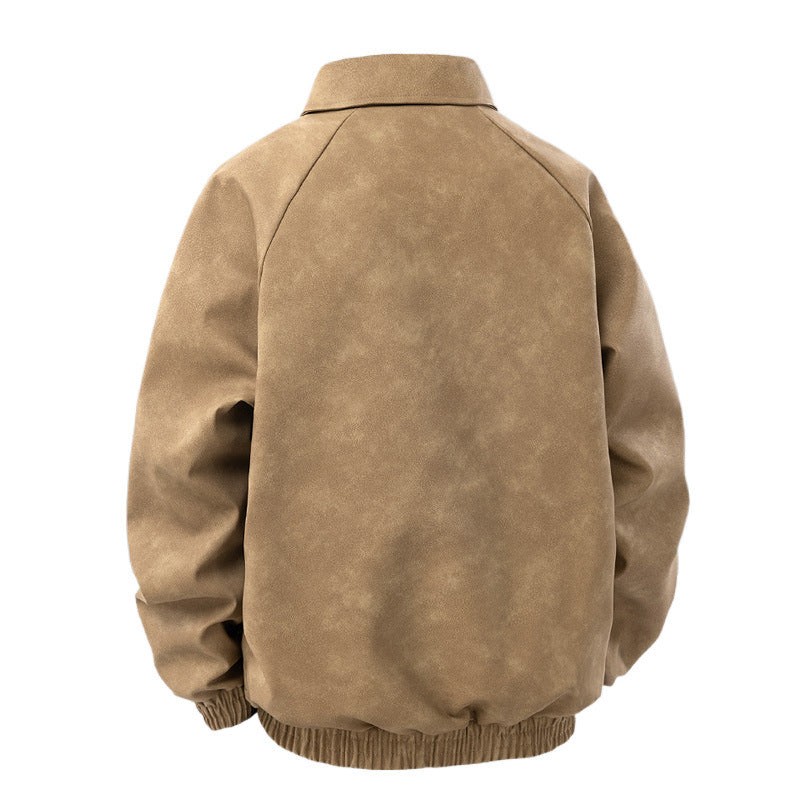 Herren Veloursleder‑Optik Blousonjacke mit Hemdkragen und elastischem Bund Drune
