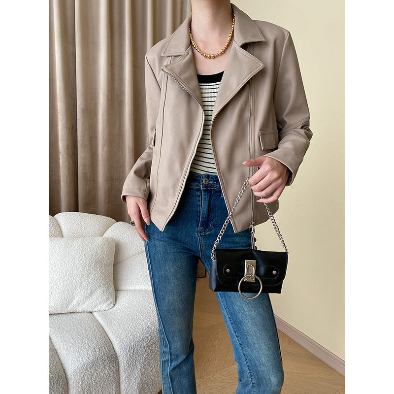 Damen Moderne Bikerjacke mit lässigem Schnitt Drune