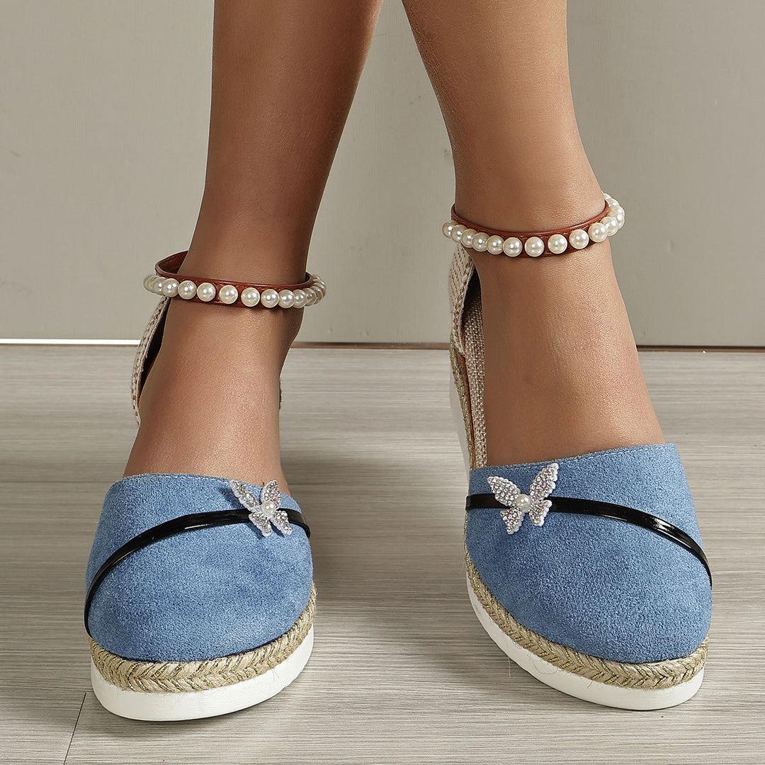 Damen Espadrilles mit funkelnden Schmetterlingsapplikationen Drune