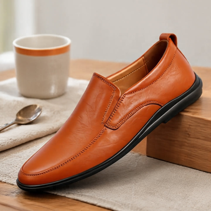 Herren Elegante Slip-On Lederslipper Drune