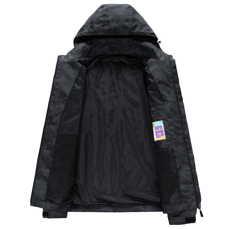 Herren Wetterfeste Outdoor-Jacke mit verstellbarem Kapuzenkragen Drune