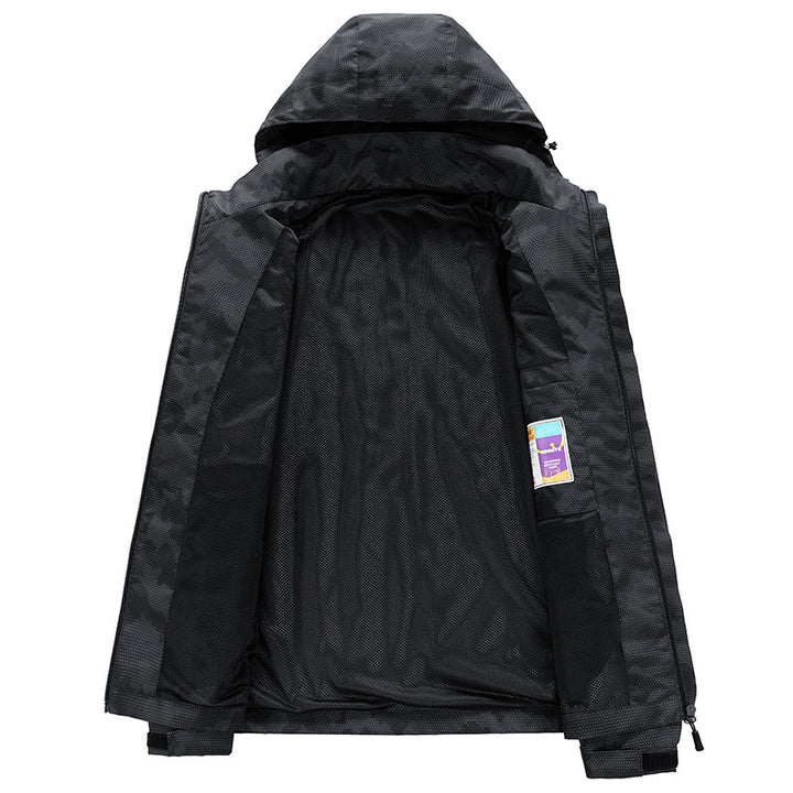 Herren Wetterfeste Outdoor-Jacke mit verstellbarem Kapuzenkragen Drune