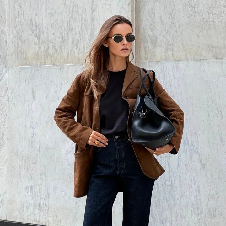 Damen Blazer aus weichem Wildleder mit praktischen Taschen Drune