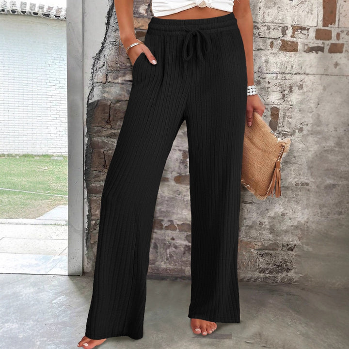 Damen Weiche Rippstrick-Hose mit elastischem Bund und praktischen Taschen Drune