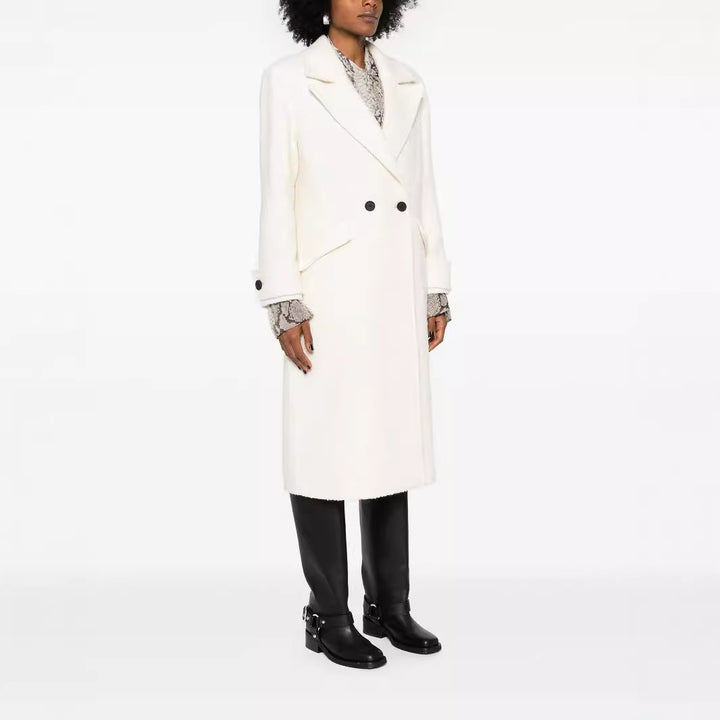 Damen Gerade geschnittener Midi-Wollmantel mit Oversize-Revers und verdeckter Knopfleiste Drune