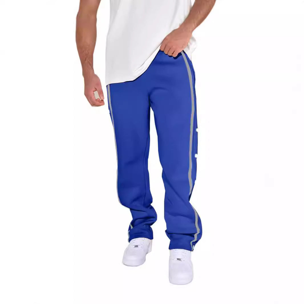 Herren Sportliche Sweatpants mit seitlichen Druckknöpfen und Kontraststreifen Drune