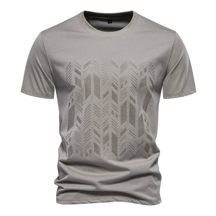 Herren nan Rundhalsshirt aus Baumwollmix mit geometrischer Laserperforation und geradem Schnitt Drune