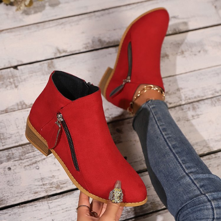 Damen elegante Kurzstiefel in Wildlederoptik mit seitlichem Zipper und dekorativer Quaste Drune