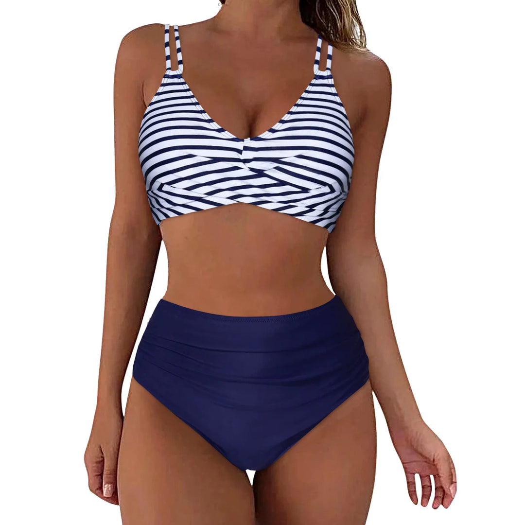 Damen Trendiger Hochschnitt-Bikini mit Raffung Drune